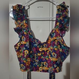 Floral Ruffle Sleeve Top